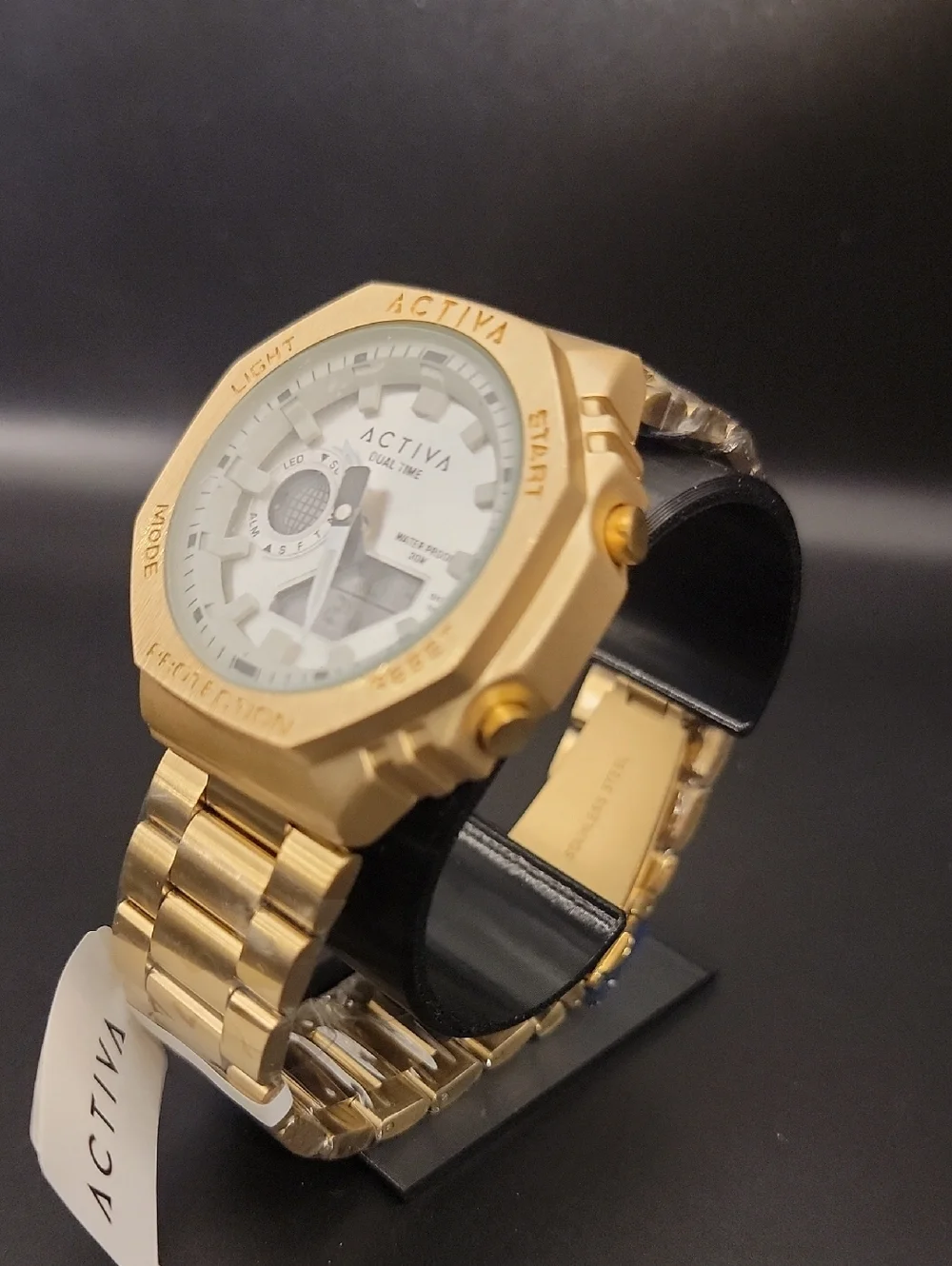 NWT Activa Signal X Invicta Digital Unisex Watch 45.5mm Gold White ACWM423-008